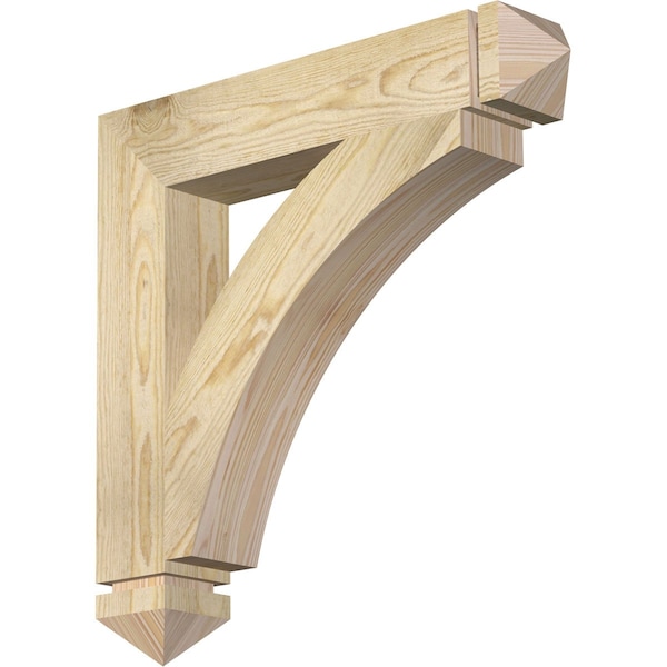 Ekena Millwork Thorton Arts & Crafts Rough Sawn Bracket, Douglas Fir, 4"W x 24"D x 24"H BKT04X24X24THR03RDF - main